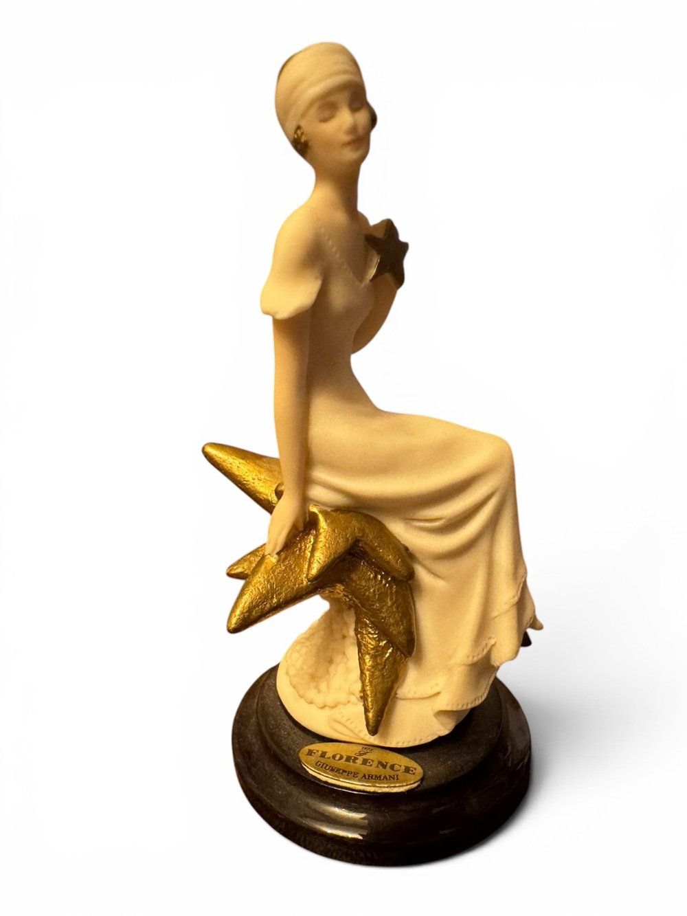 Vintage Giuseppe Armani “Starr” Ceramic Figurine in White and Gold